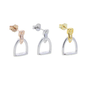 100% 925 Sterling Silver Equestrian Jewelry 3 Colors Cute Lovely Design Stirrup Stud Earring
