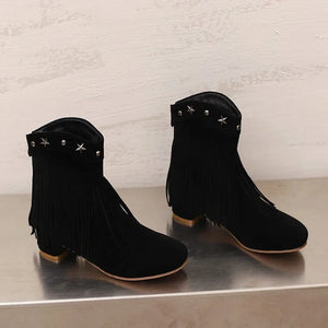 Ankelboots i Mocka med Fransar
