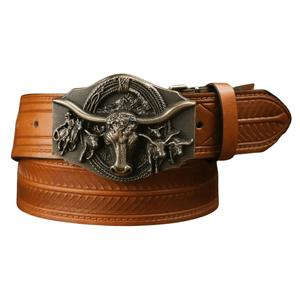 Antikt Westernbälte Longhorn Brun / 120cm