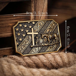 Bältespänne cowboy kors flagga kristen USA