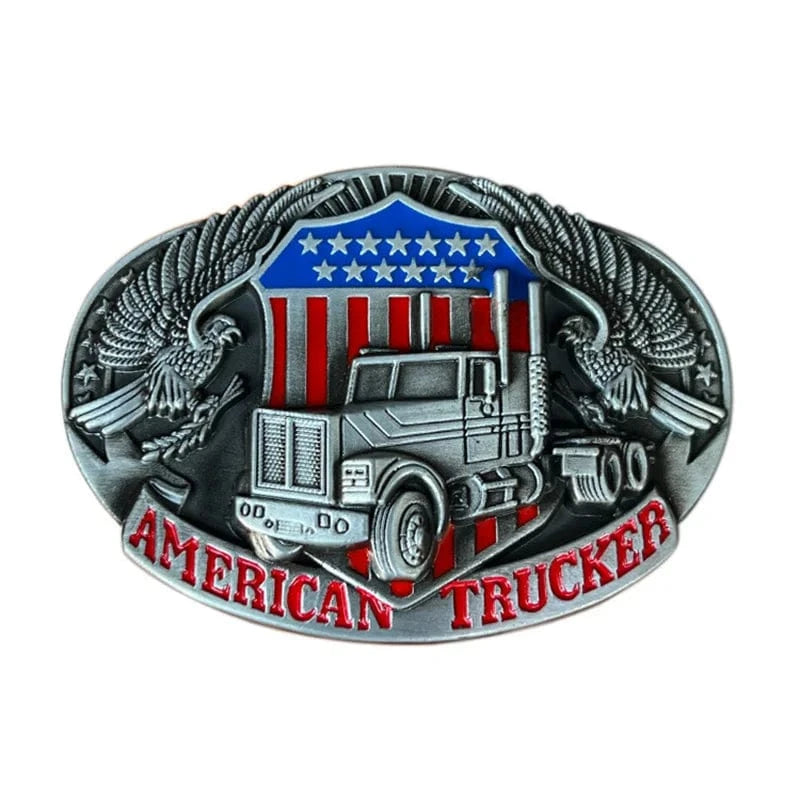 Bältespänne lastbil örn USA trucker patriot Silver