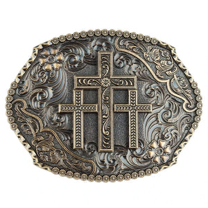 Bältespänne med kors och ornament i westernstil D brons