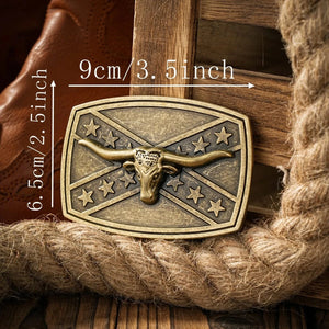 Bältespänne med sydstatsflagga och westernmotiv