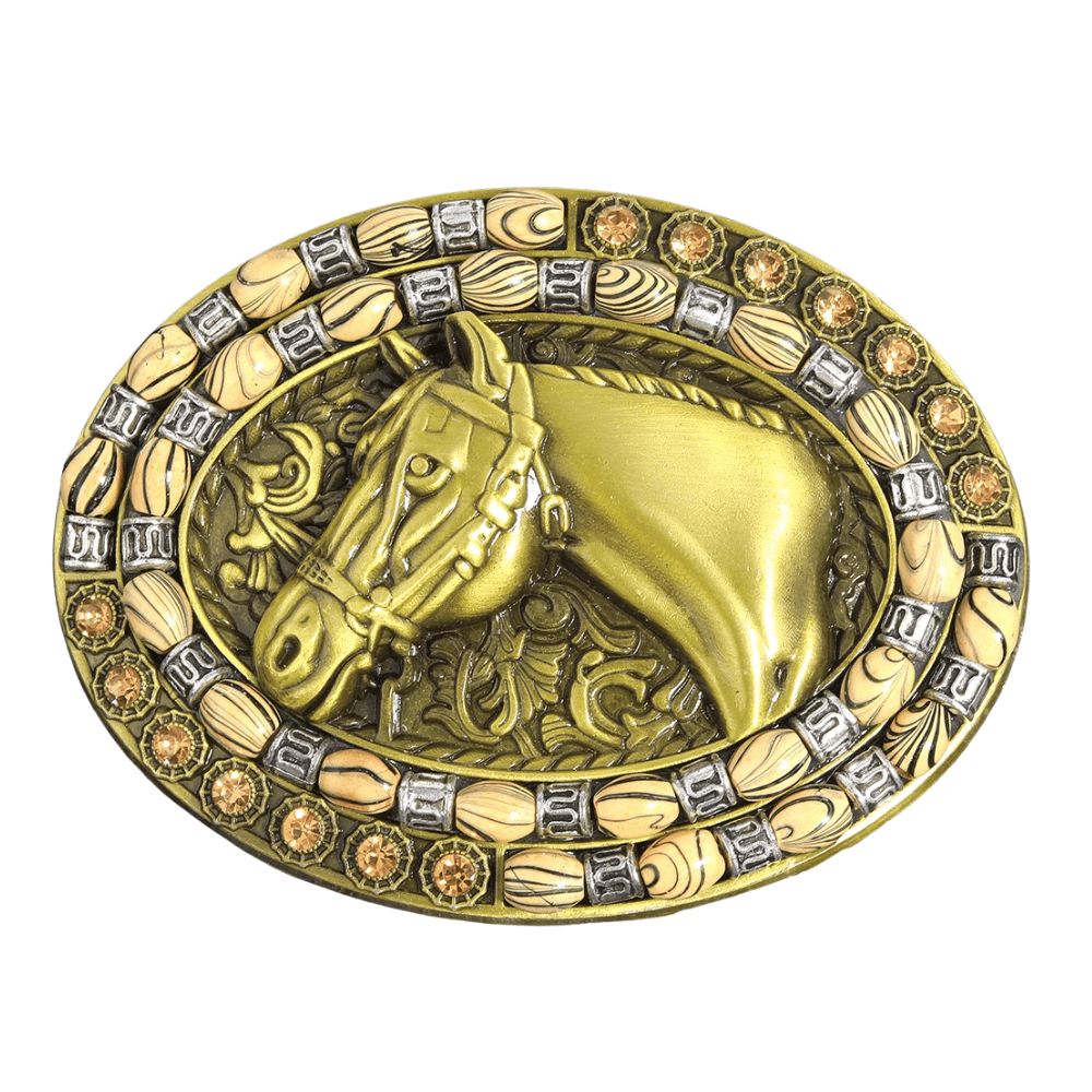 Bältespänne western tjur häst turkos boho Gul-Silver