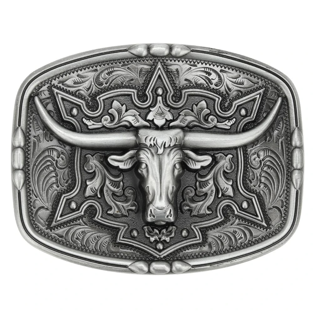 Bältesspänne Longhorn i metall western stil Silver