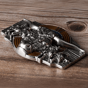 Bältesspänne Rodeo Longhorn med Cowboys