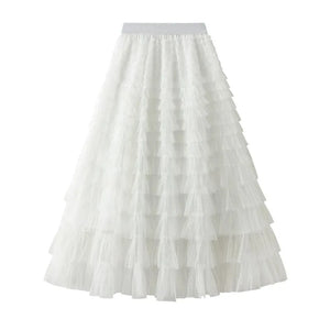 Bohemisk lång kjol Vit / One Size