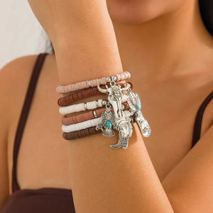 Boho Armband med Western Berlocker