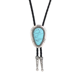 Bolo tie i droppform med naturlig turkos