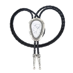 Bolo tie i droppform med naturlig turkos Vit