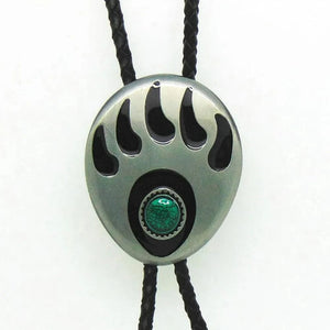 Bolo tie med björnspår och agatsten Silver