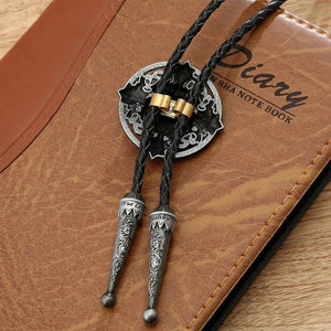 Bolo tie med lejonhuvud i antikmetall