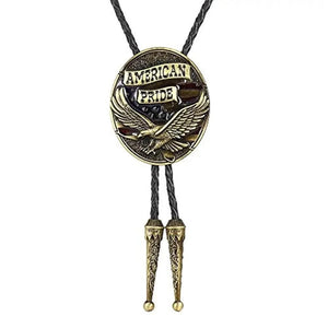 Bolo tie med örn och "American Pride"-emblem Guld