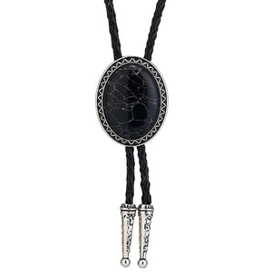 Bolo tie med oval ädelstensimitation Svart