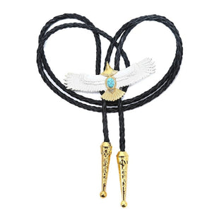 Bolo tie med silver- och guldfärgad örn och blå sten Silver och guld