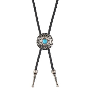 Bolo tie med turkos sten och solinspirerat silverhänge Silver och turkosblå