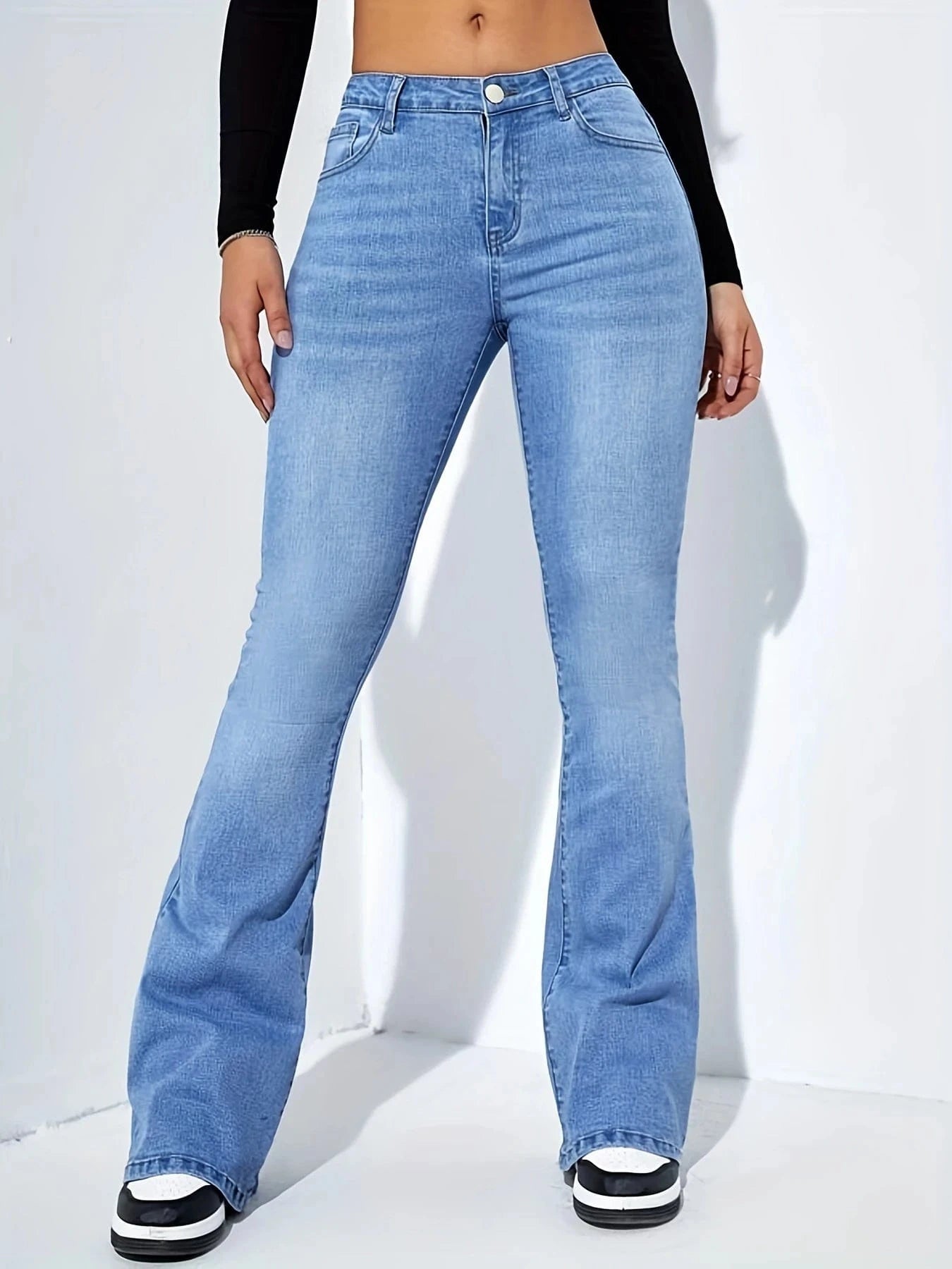 Bootcut jeans dam hög midja Himmelblå / XS