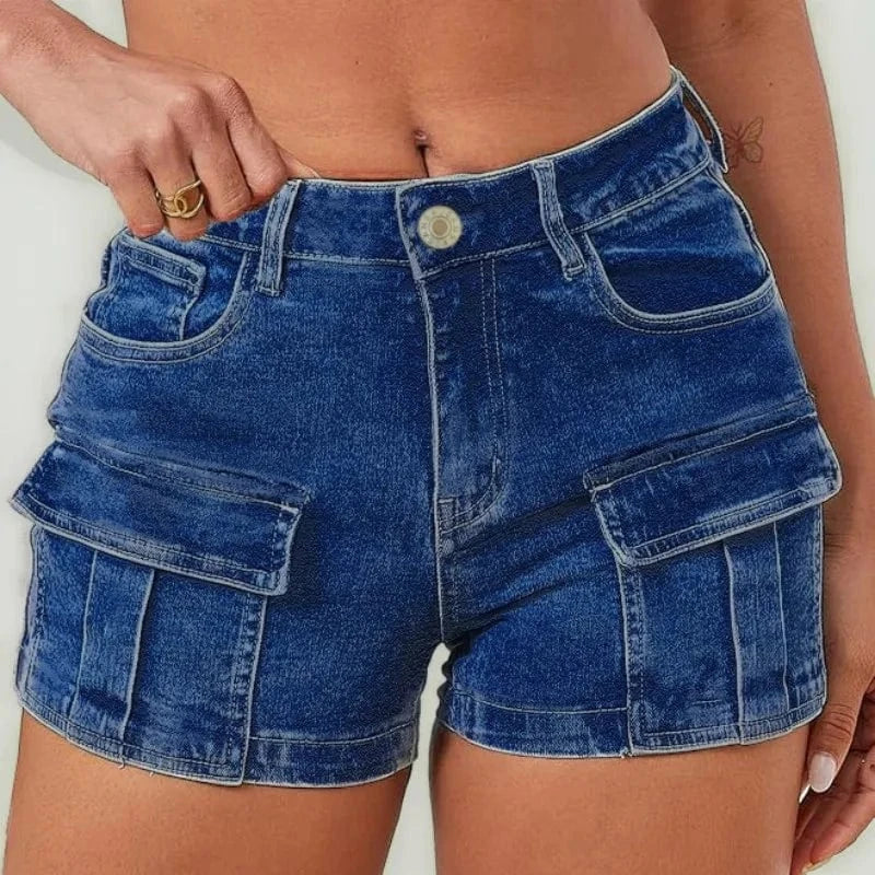 Cargo jeans shorts dam Blå / S