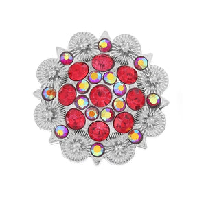 Concho i Silvermetall med Kristaller Röd / 35 mm