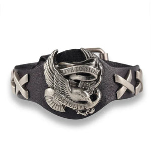 Concho Live to Ride örnrelief Antik silver