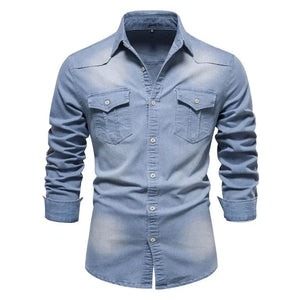 Cowboy denim skjorta herr Ljusblå / S