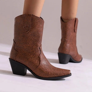 Mönstrade Låga Cowboyboots för Dam