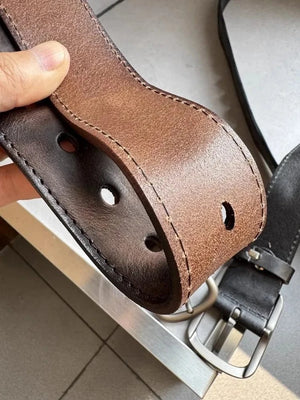 Cowboybälte i Handgjort Flätat Läder med Klassisk Spänne