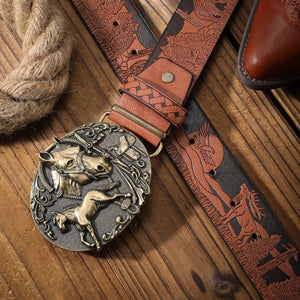 Cowboybälte med antik hästspänne