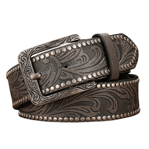 Cowboybälte med antiksilverspänne Grå / 120cm