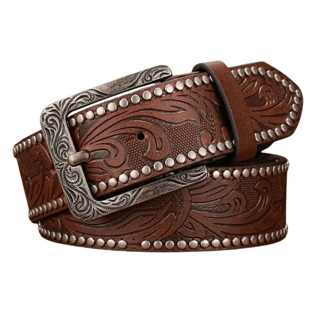 Cowboybälte med antiksilverspänne Mörkbrun / 120cm