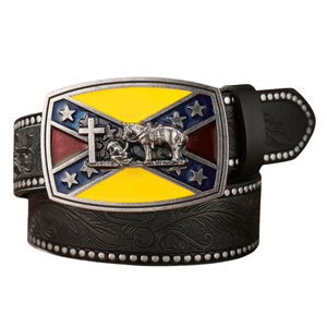 Cowboybälte med färgstarkt spänne Svart silver / 120cm