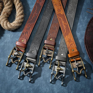Cowboybälte med longhorn vintagespänne