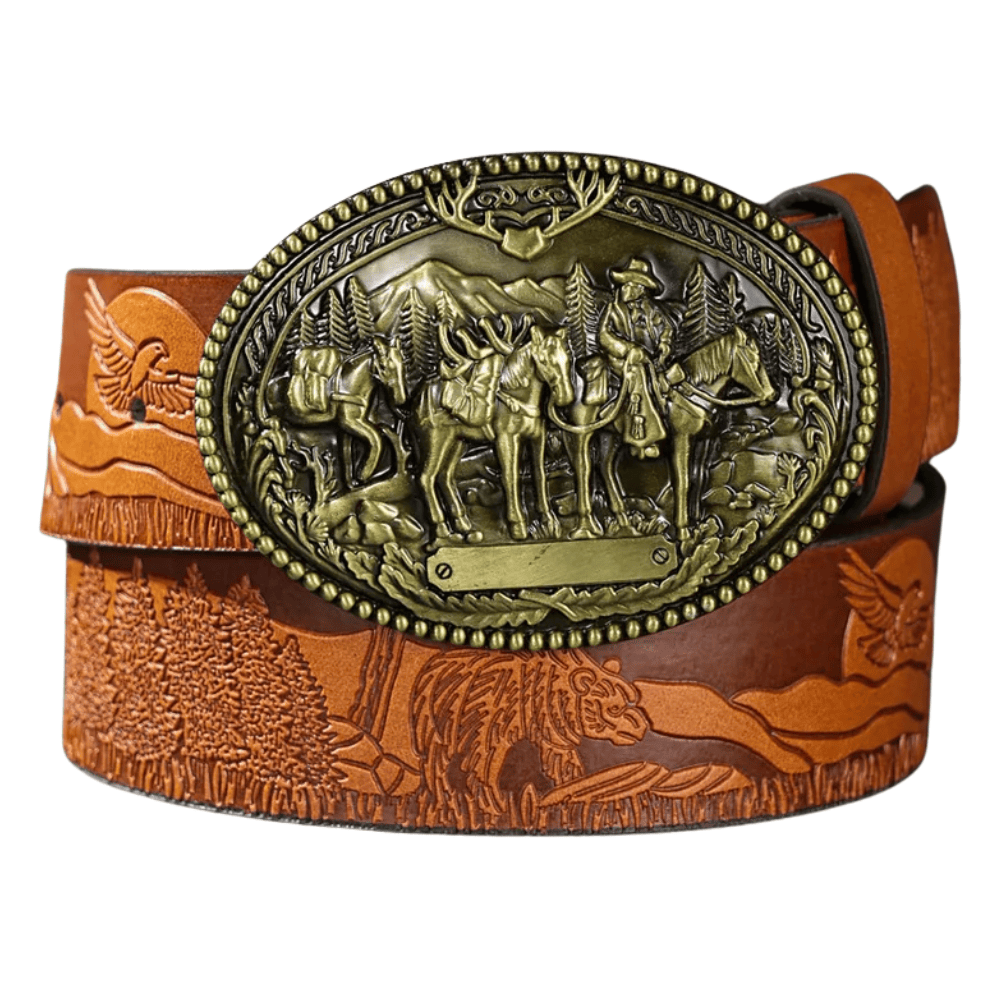 Cowboybälte med präglat westernspänne Guld ljusbrun / 120cm