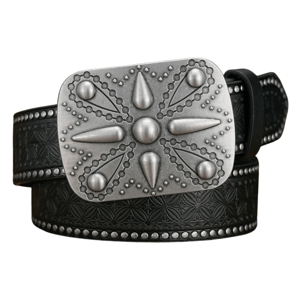 Cowboybälte med silverspänne Svart / 120cm