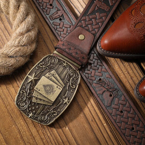 Cowboybälte med spelkortsspänne