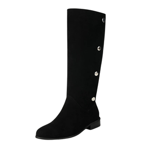 Cowboyboots i mockalook med knappar och bred skaftöppning Svart / 35
