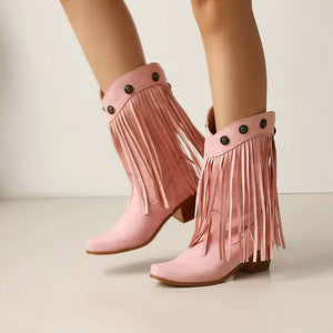 Cowboyboots med fransar och nitar i västernstil