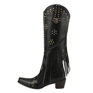 Cowboyboots med Fransar och Präglad Läderlook