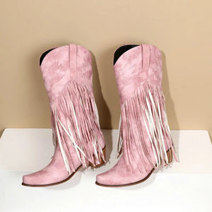 Cowboyboots med fransar och retrolook
