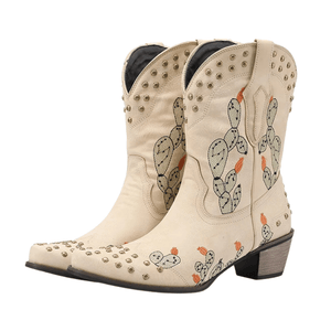 Cowboyboots med Kaktusbroderi och Nitar för Dam