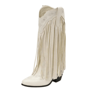 Cowboyboots med tofsar i mjukt läder och broderade detaljer Vit / 35