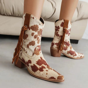 Cowboyboots med tryckt mönster