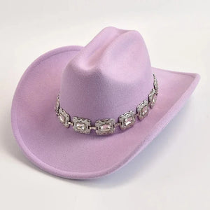 Cowboyhatt dam med dekorativt bälte i silver Ljuslila / 57-59cm