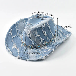 Cowboyhatt i jeans Himmelblå / Kan justeras