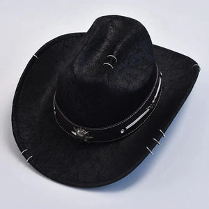 Cowboyhatt i mjuk mockaimitation med stjärndetaljer Svart / One Size