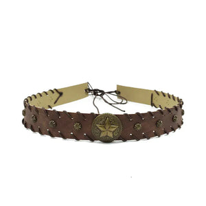 Cowboyhattband med vintage stjärnconcho Brun / 56-58cm