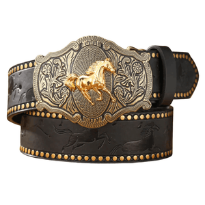 Cowboyläderbälte Häst Svart / 120cm