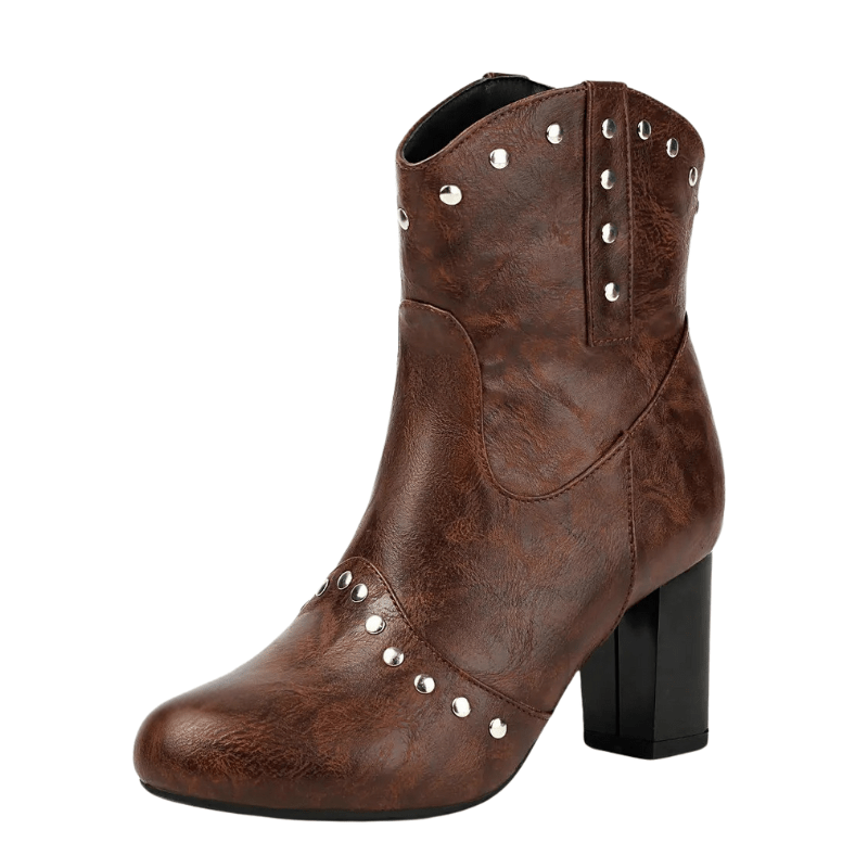 Cowgirl-Ankelboots med Nitar Brun / 36