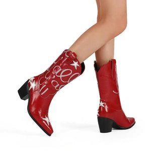 Cowgirl Boots med Stjärnbroderi