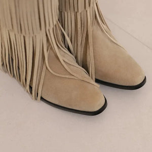 Höga Cowboyboots med Fransar för Dam